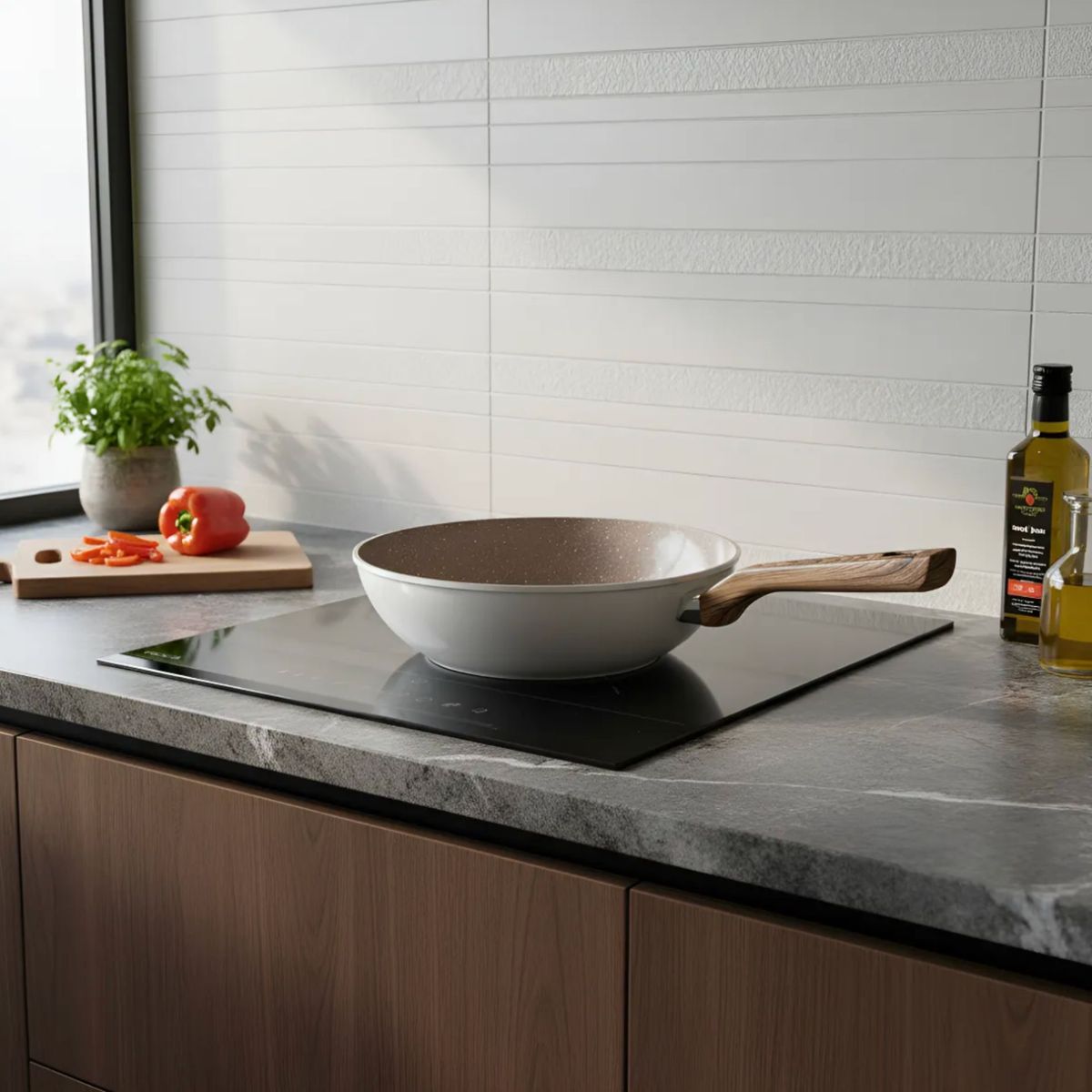 GENERICO - WOK 30 cm 4 Litros Ceramica Antiadherente apta induccion MALIBÚ