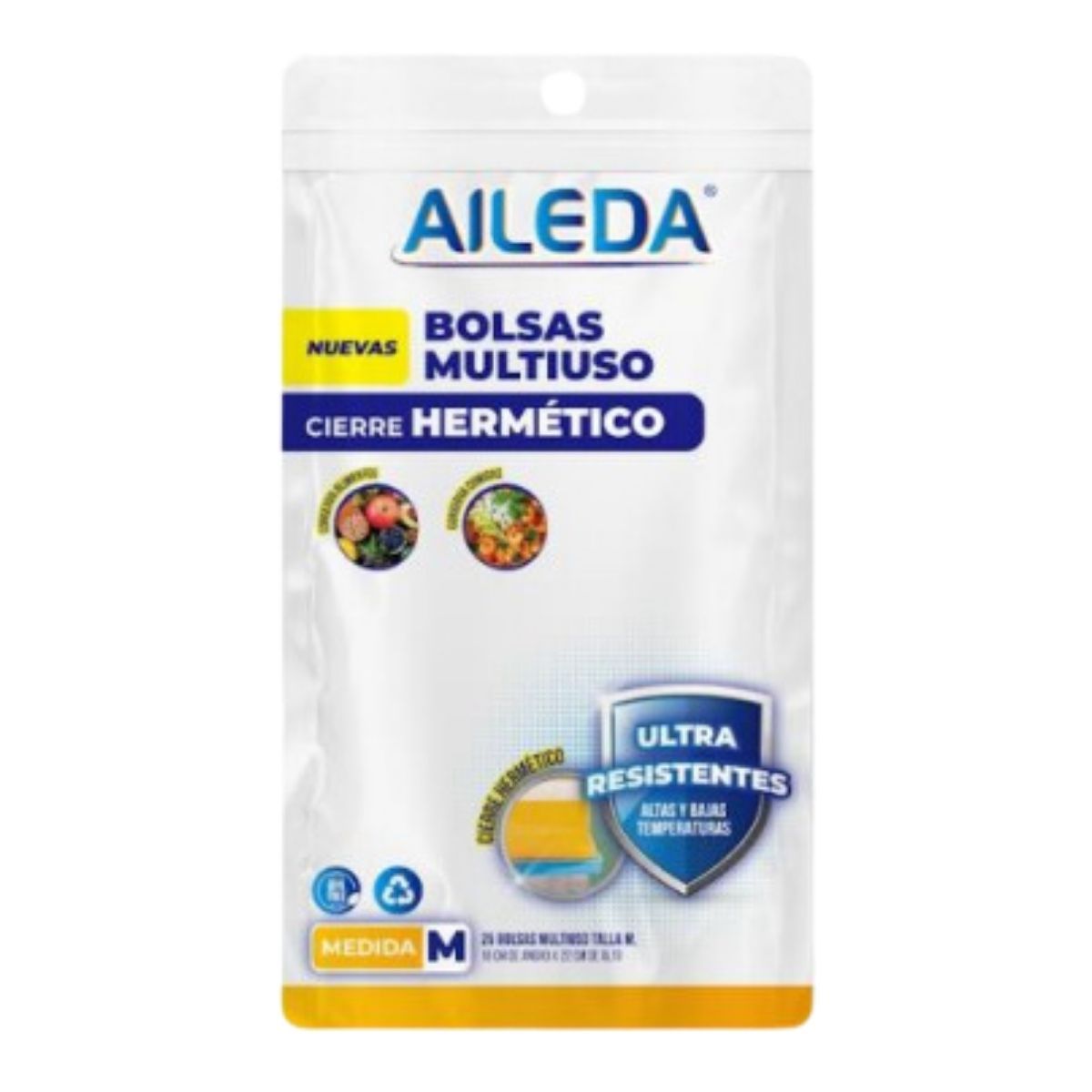 AILEDA - Bolsas Cierre Hermetico Aileda Multiuso Talla M 18cm x 22cm Pack 25U