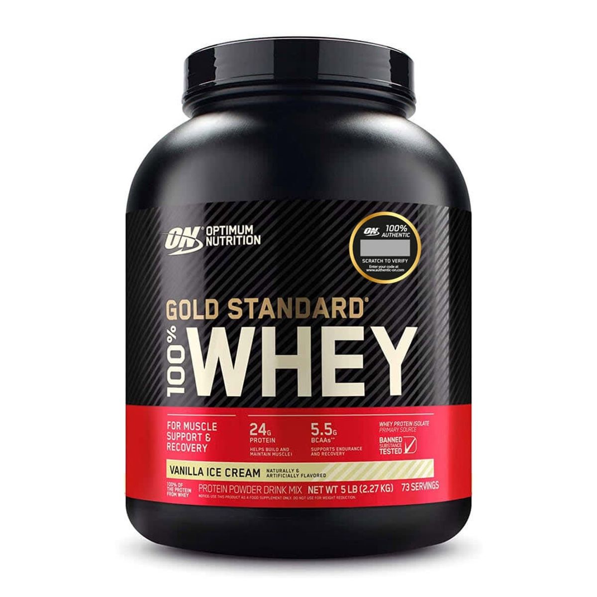 OPTIMUN NUTRITION - Proteina ON Whey Gold Standard 100% Whey 5Lb Vainilla