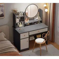 ANGELES DEL HOGAR - CÓMODA TOCADOR MODERNO Negro CON 3 AJUSTES DE BRILLO