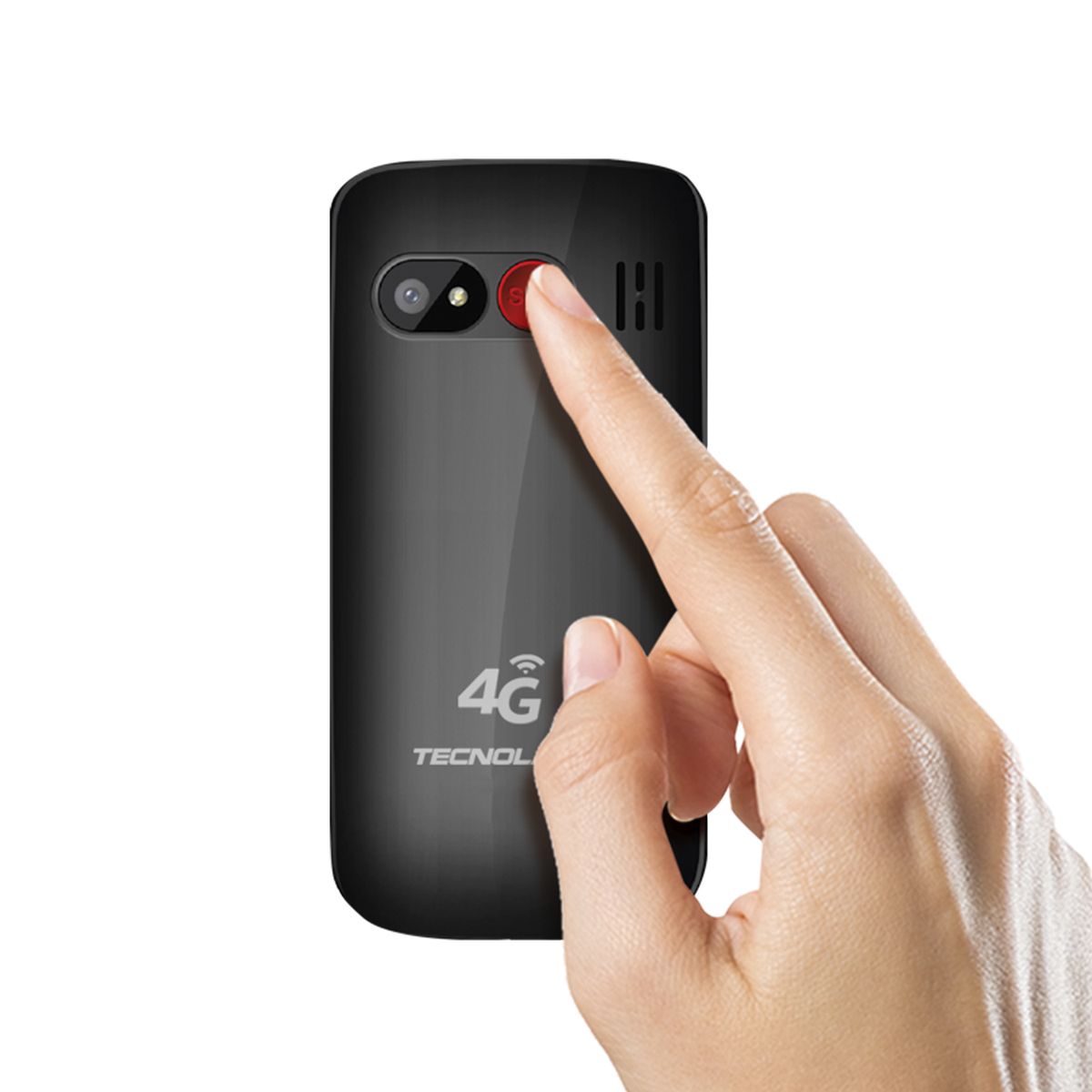 TECNOLAB - Telefono Senior Adulto Mayor Tipo Almeja 4G NEGRO