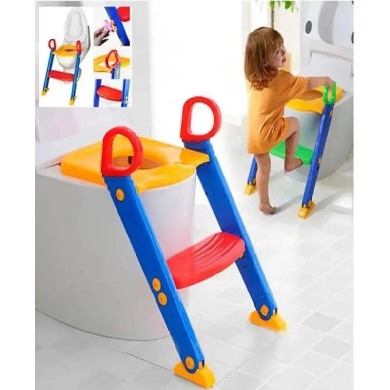 Adaptador Para WC Infantil Con Escalera - Reductor Con Cojín Acolchado, Altura Ajustable, Plegable, Para Niños De 1.5 A 5 Años