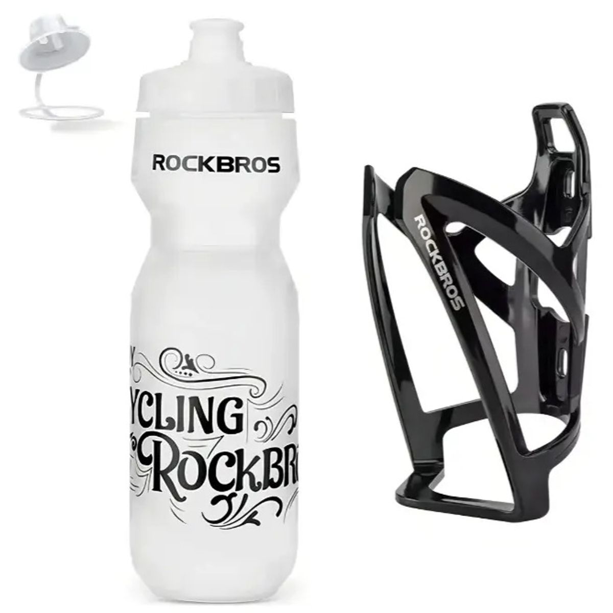 ROCKBROS - Porta Caramagiolas Rockbros con Botella Blanca y Negro