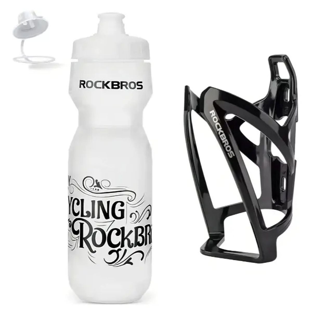 ROCKBROS - Porta Caramagiolas Rockbros con Botella Blanca y Negro