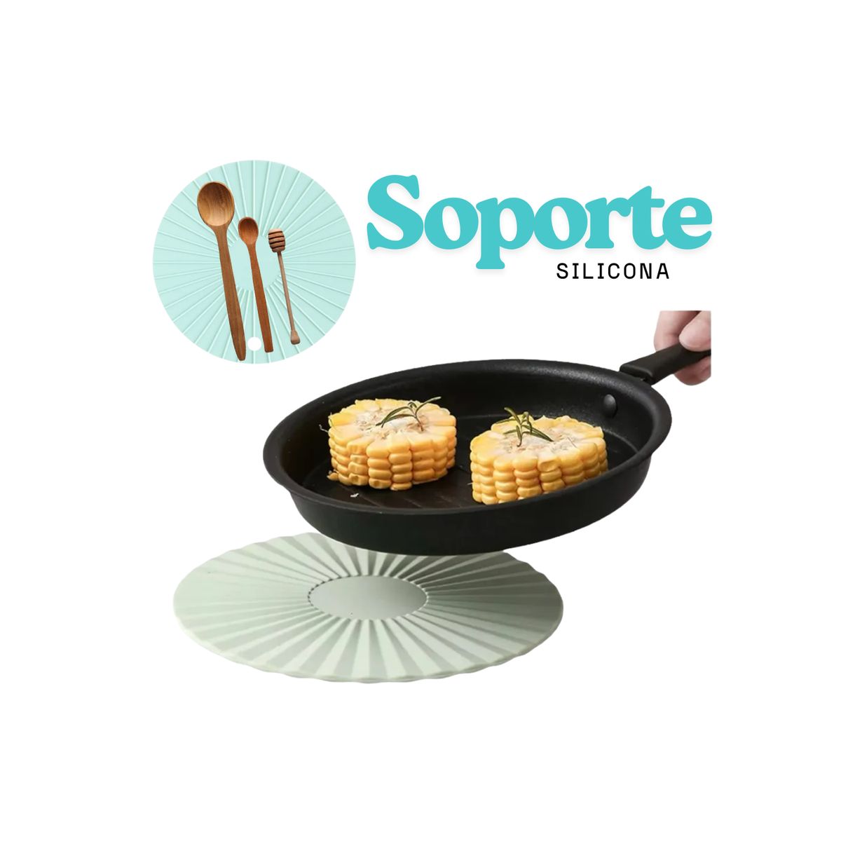 GENERICO - Soporte Almohadilla Redonda De Silicona Para Ollas Calientes