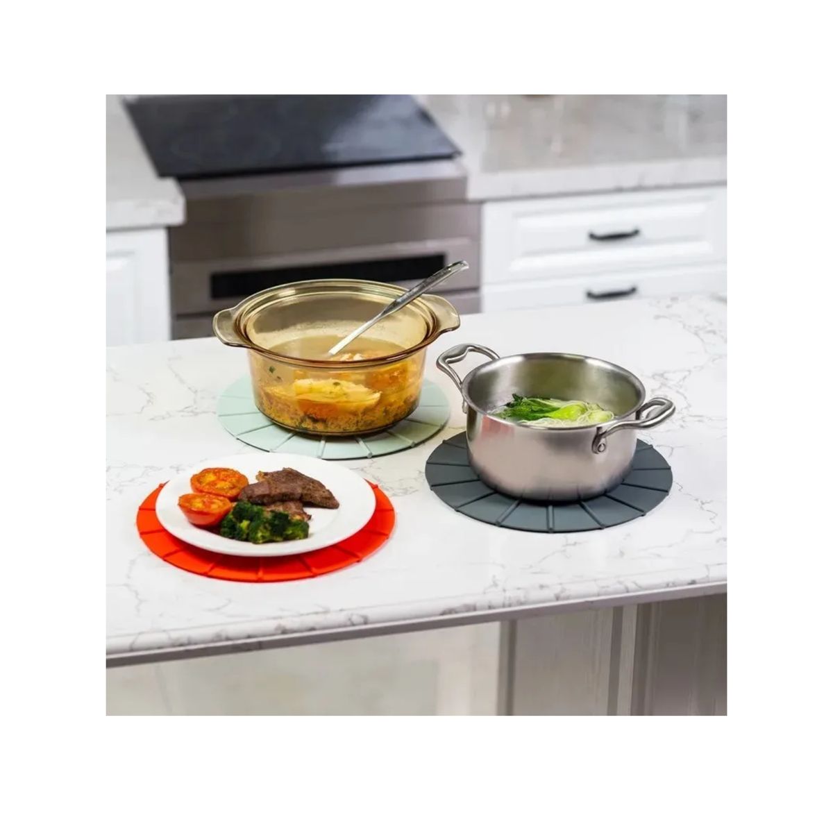 GENERICO - Soporte Almohadilla Redonda De Silicona Para Ollas Calientes