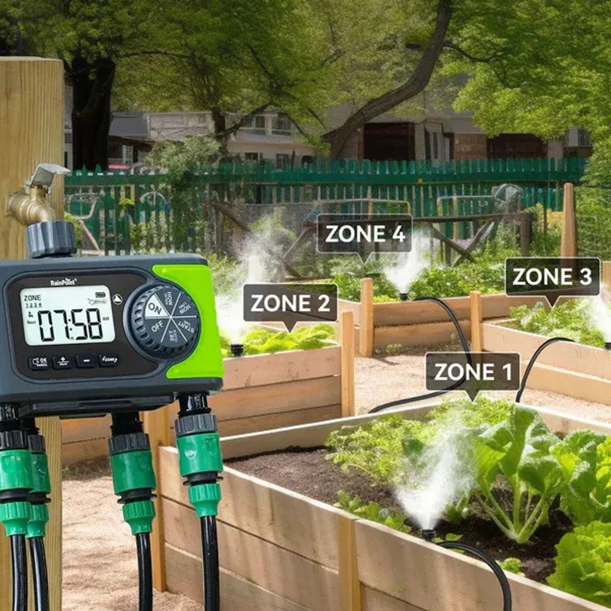 RAINPOINT - Programador de riego automatico rainpoint 4 zonas
