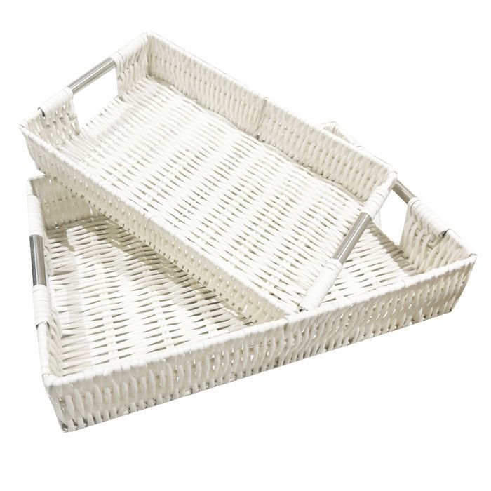Bandejas Decorativas Para Servir Set De 2 Blanco