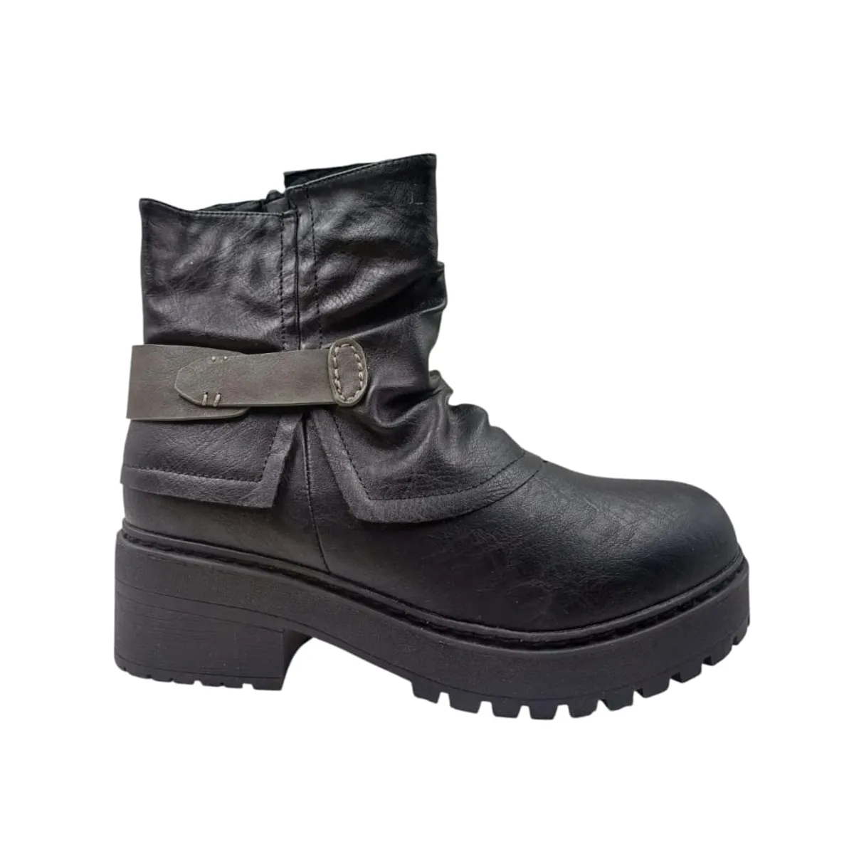 HERIEL - Bota Negra Plataforma Mujer