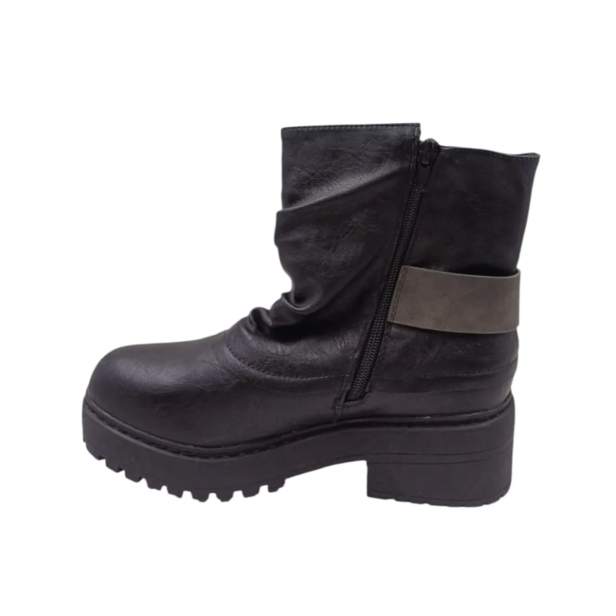 HERIEL - Bota Negra Plataforma Mujer