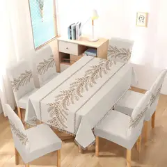 GENERICO - SET DE MANTEL DE LINO CON 6 CUBRE SILLAS PROTECTOR 7 PIEZAS