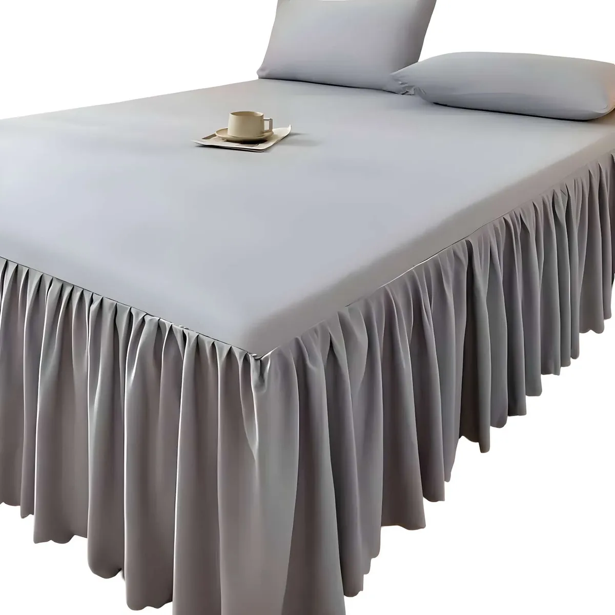 GENERICO - FALDÓN DE CAMA CON VOLADO PROTECTOR DE BASE DE CAMA PLAZA Y MEDIA 105X200 CM 06.