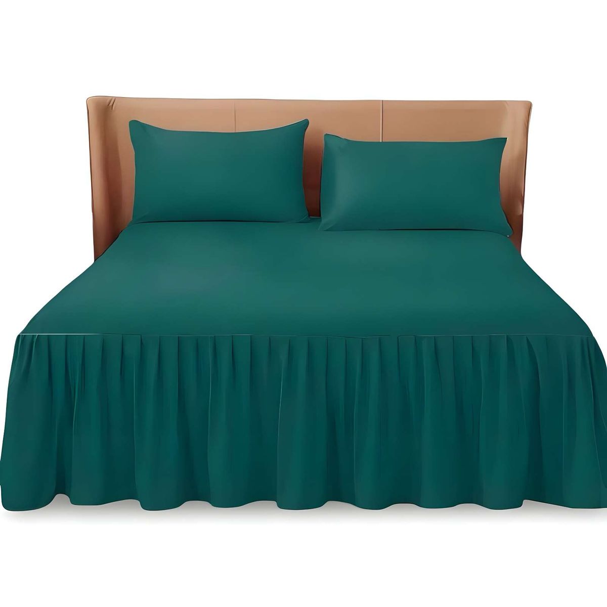 GENERICO - FALDÓN DE CAMA CON VOLADO PROTECTOR DE BASE DE CAMA PLAZA Y MEDIA 105X200 CM 07.