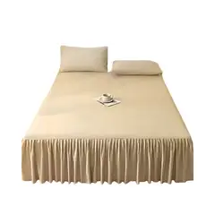 GENERICO - FALDÓN DE CAMA CON VOLADO PROTECTOR DE BASE DE CAMA 2 PLAZAS 150X200 CM 01.
