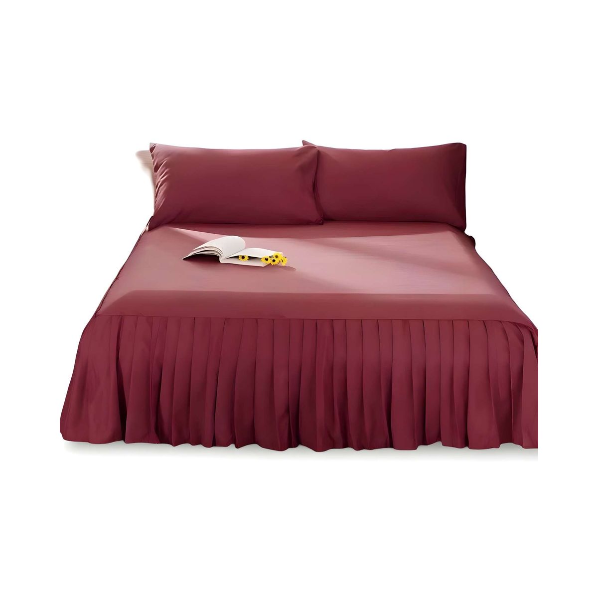 GENERICO - FALDÓN DE CAMA CON VOLADO PROTECTOR DE BASE DE CAMA 2 PLAZAS 150X200 CM 02