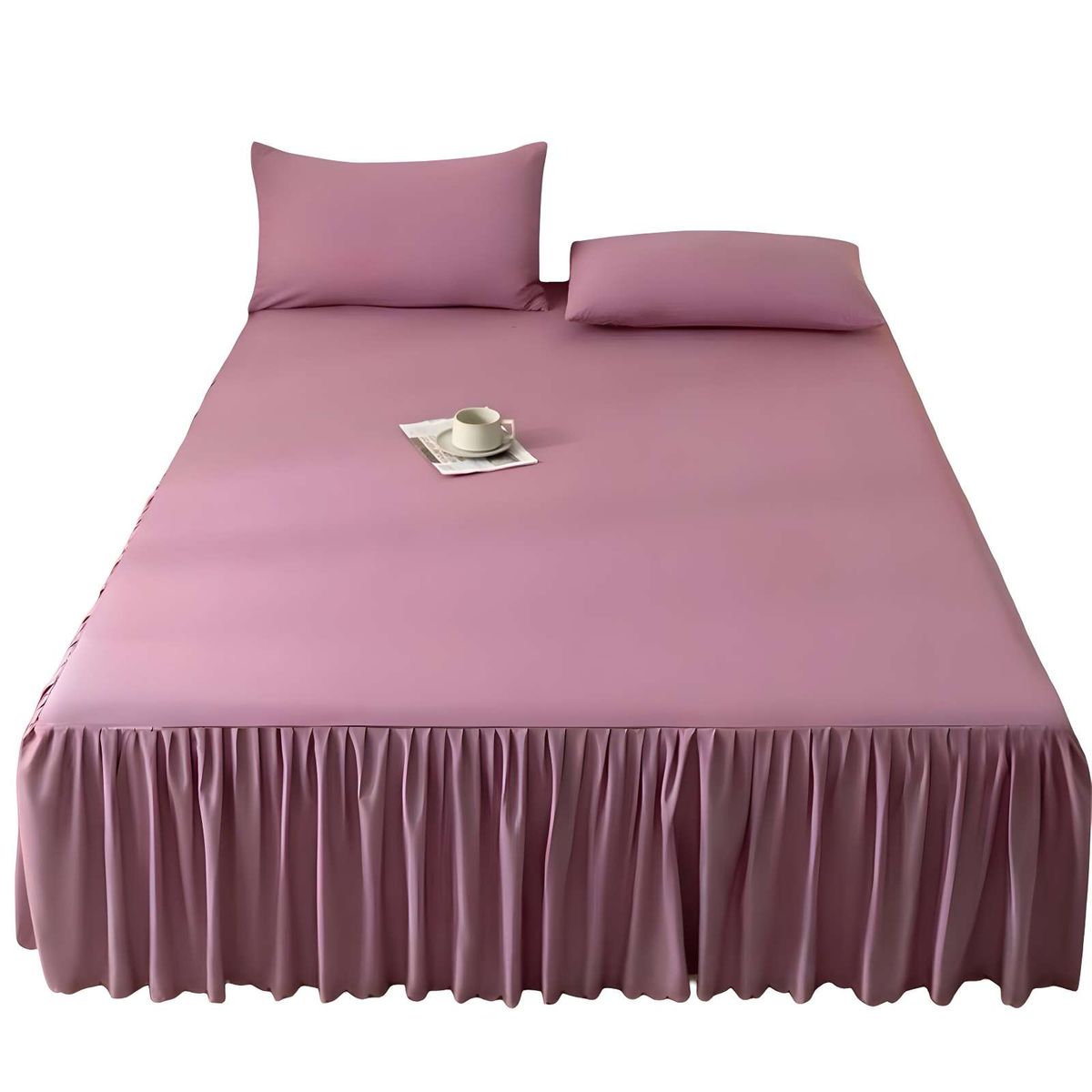 GENERICO - FALDÓN DE CAMA CON VOLADO PROTECTOR DE BASE DE CAMA 2 PLAZAS 150X200 CM 03.