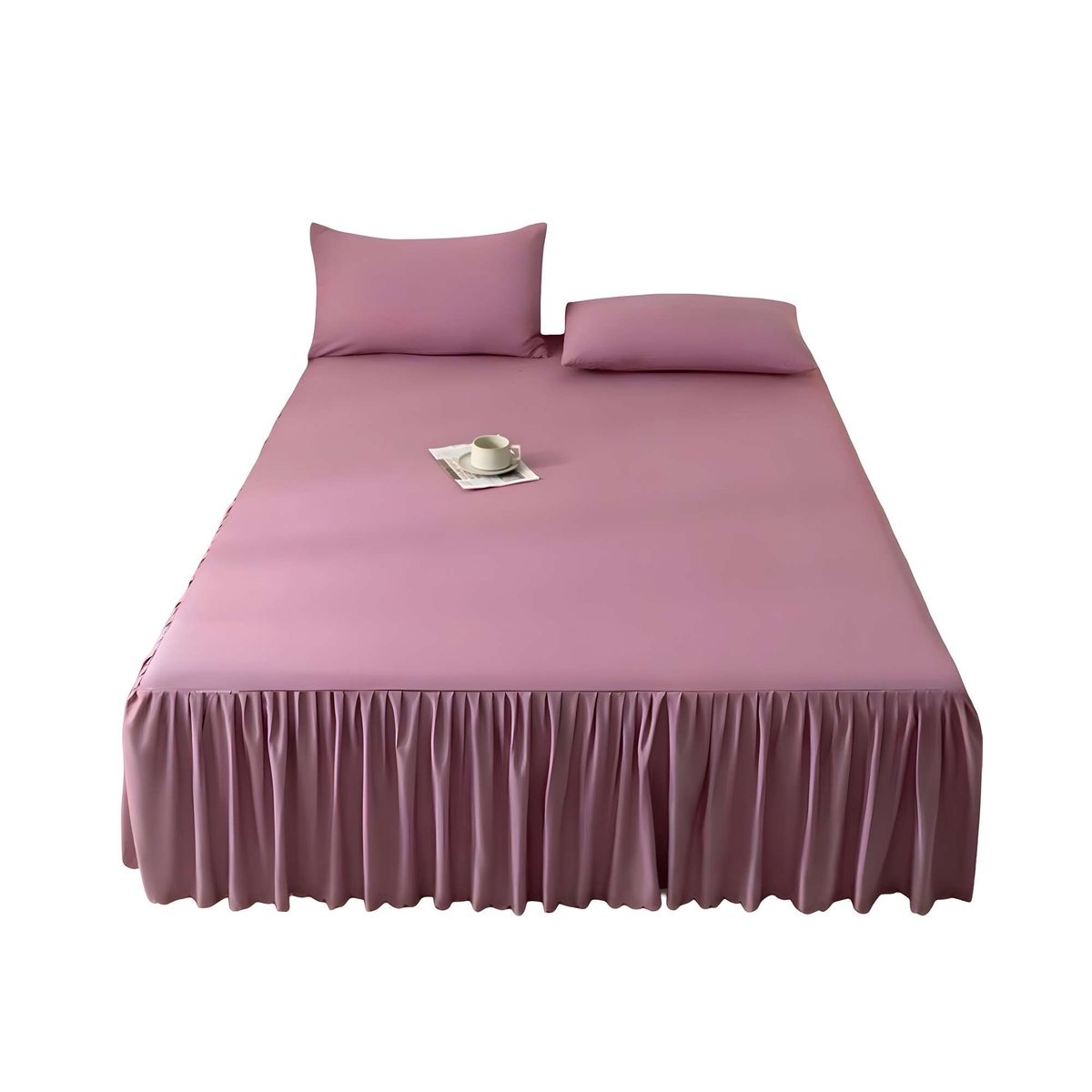 GENERICO - FALDÓN DE CAMA CON VOLADO PROTECTOR DE BASE DE CAMA 2 PLAZAS 150X200 CM 03.