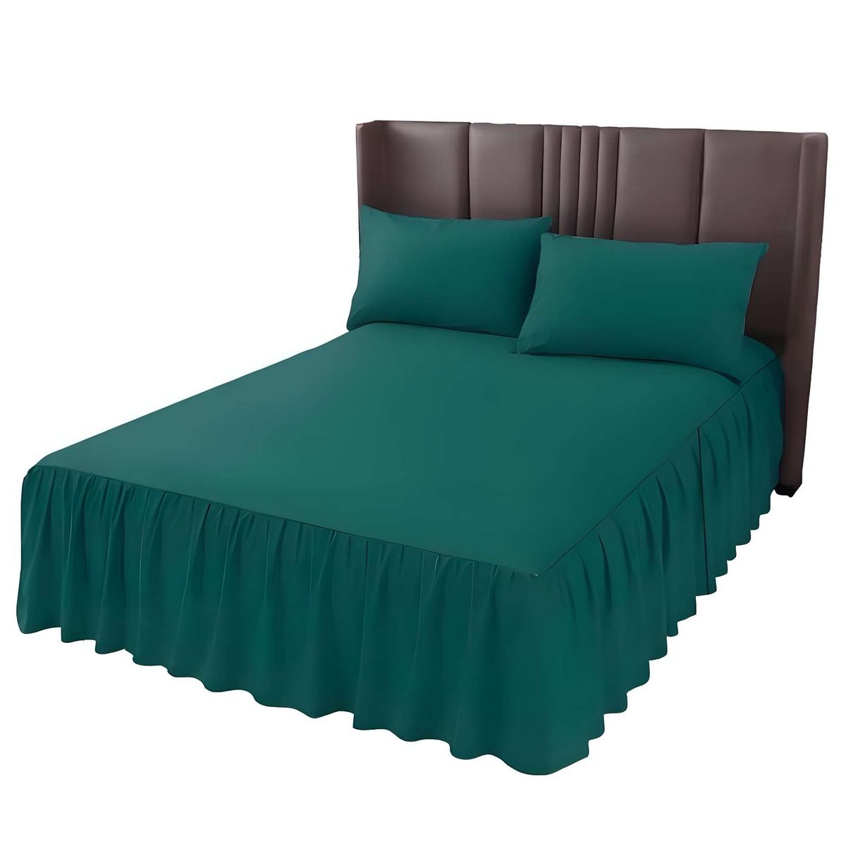GENERICO - FALDÓN DE CAMA CON VOLADO PROTECTOR DE BASE DE CAMA 2 PLAZAS 150X200 CM 07.