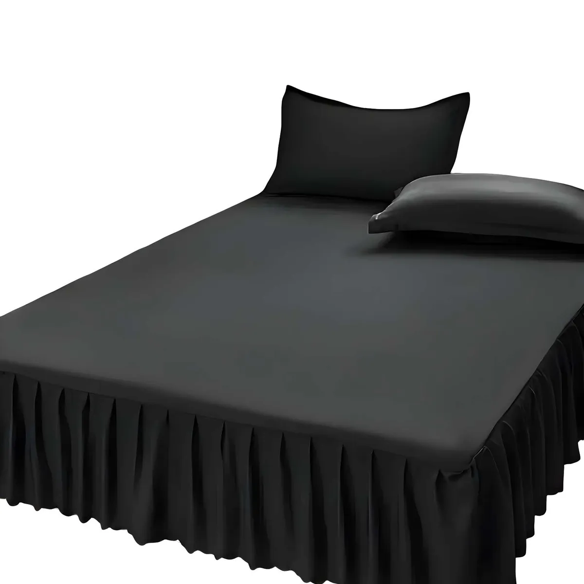 GENERICO - FALDÓN DE CAMA CON VOLADO PROTECTOR DE BASE DE CAMA PLAZA Y MEDIA 04