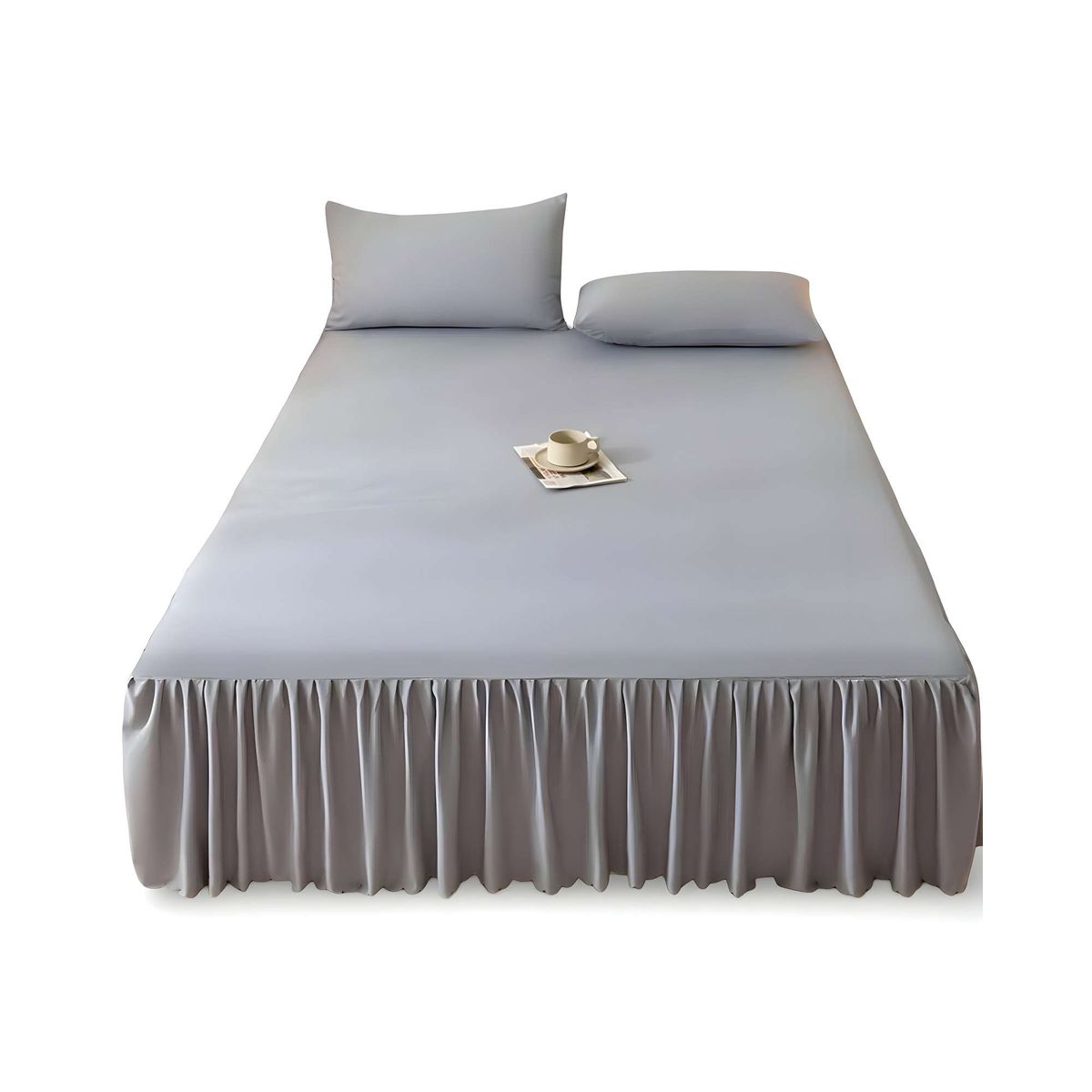 GENERICO - FALDÓN DE CAMA CON VOLADO PROTECTOR DE BASE DE CAMA 2 PLAZAS 06