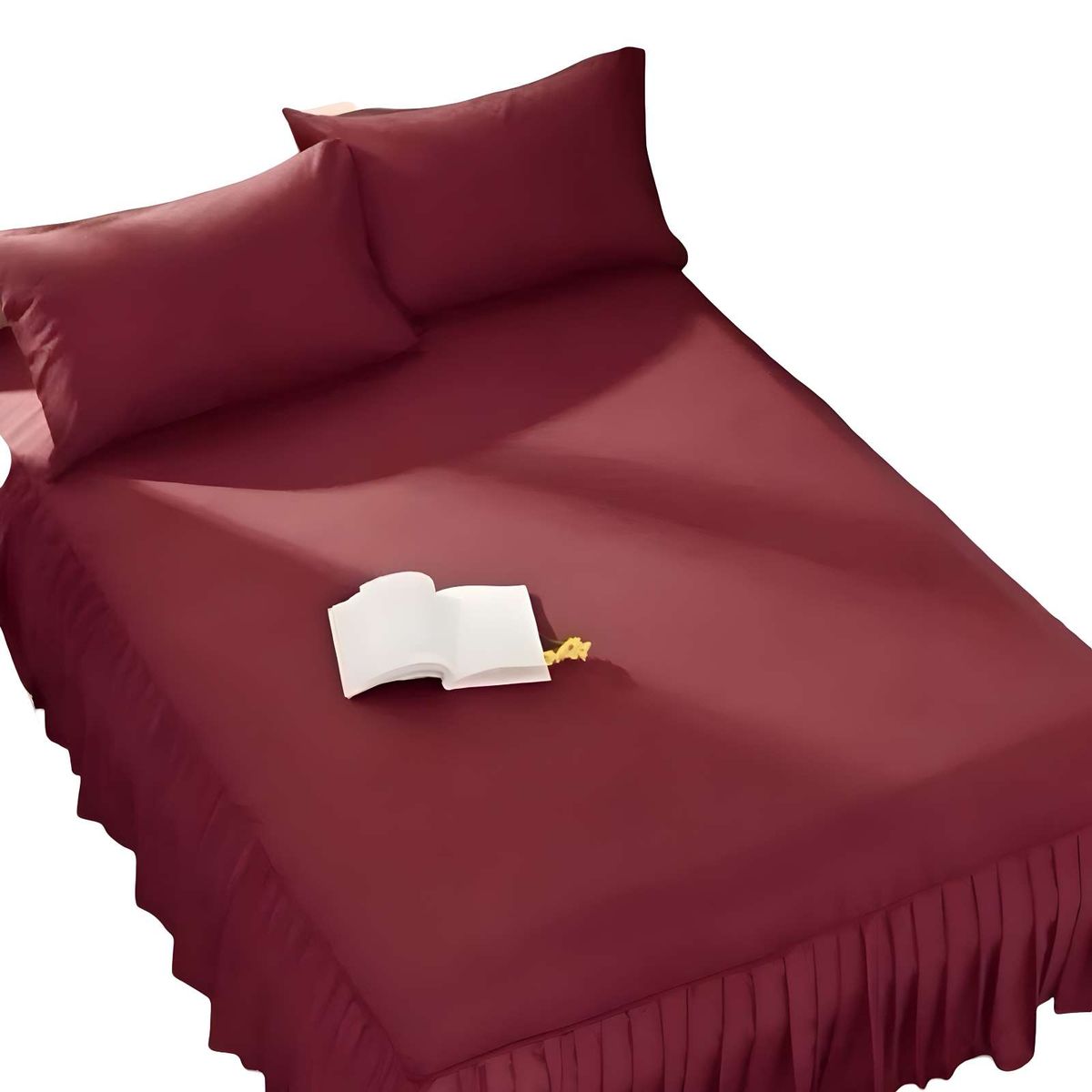 GENERICO - FALDON CON VOLADO PROTECTOR DE BASE DE CAMA PLAZA Y MEDIA 105X200 CM 02