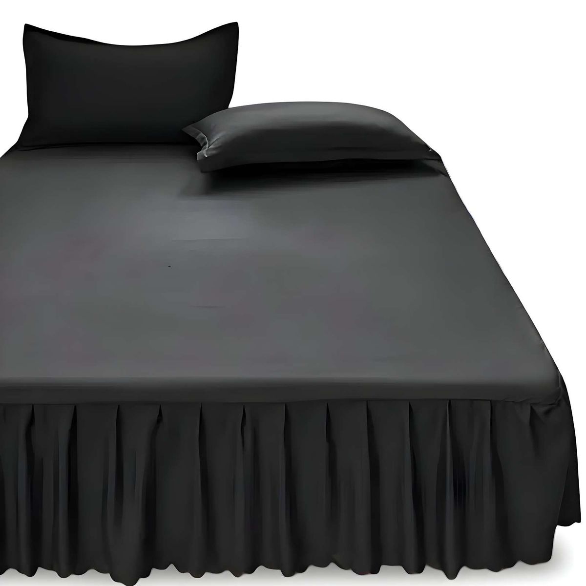 GENERICO - FALDON CON VOLADO PROTECTOR DE BASE DE CAMA PLAZA Y MEDIA 105X200 CM 04