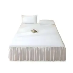 GENERICO - FALDON CON VOLADO PROTECTOR DE BASE DE CAMA 2 PLAZAS 150X200 CM 05