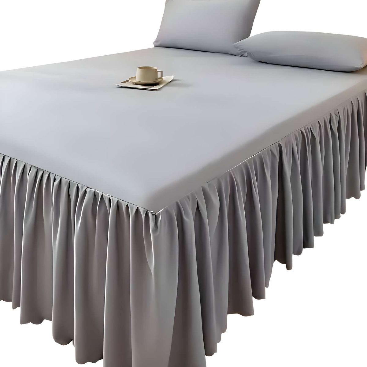 GENERICO - FALDON CON VOLADO PROTECTOR DE BASE DE CAMA 2 PLAZAS 150X200 CM 06