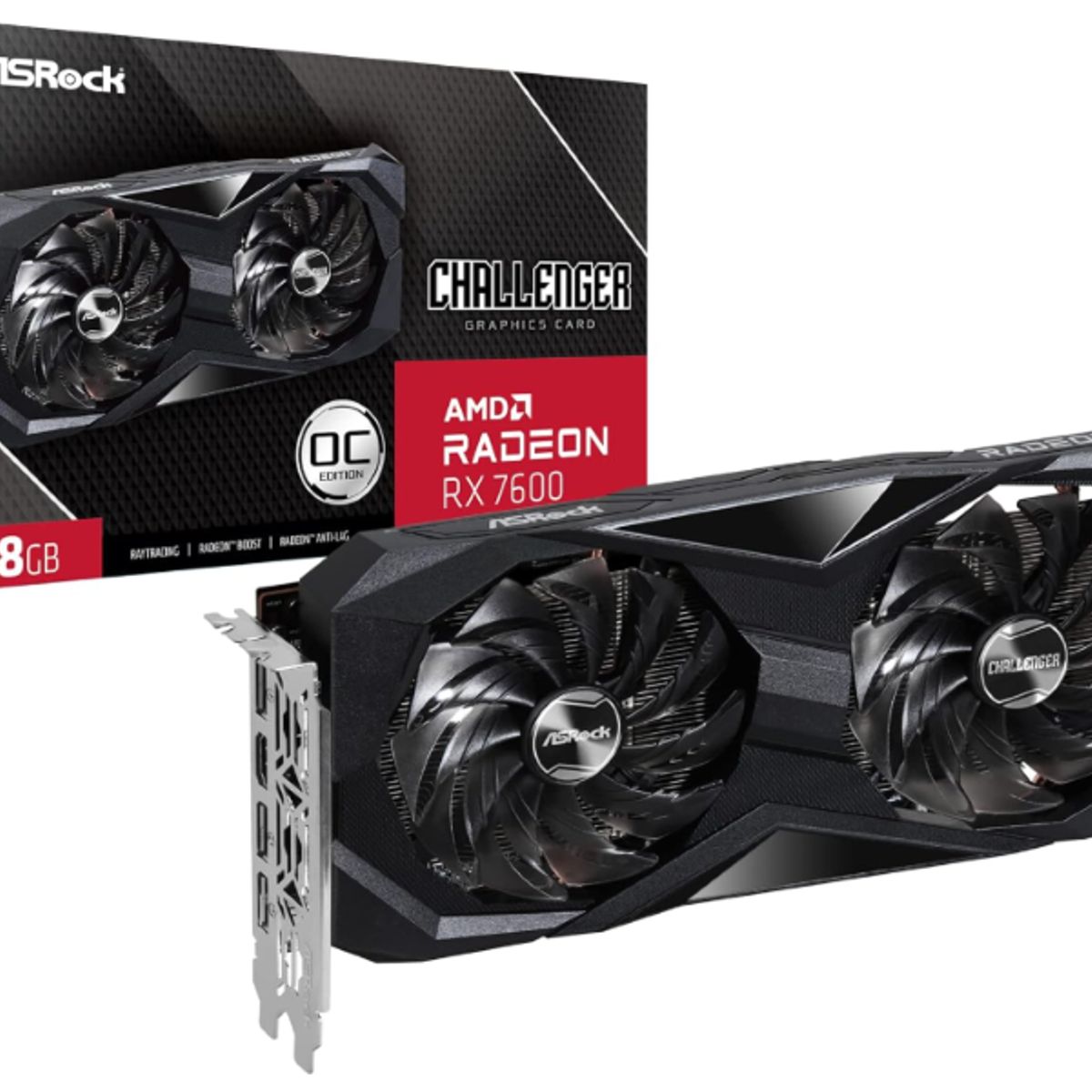 ASROCK - Tarjeta de Video - Asrock  Challenger AMD Radeon RX 7600 8GB OC