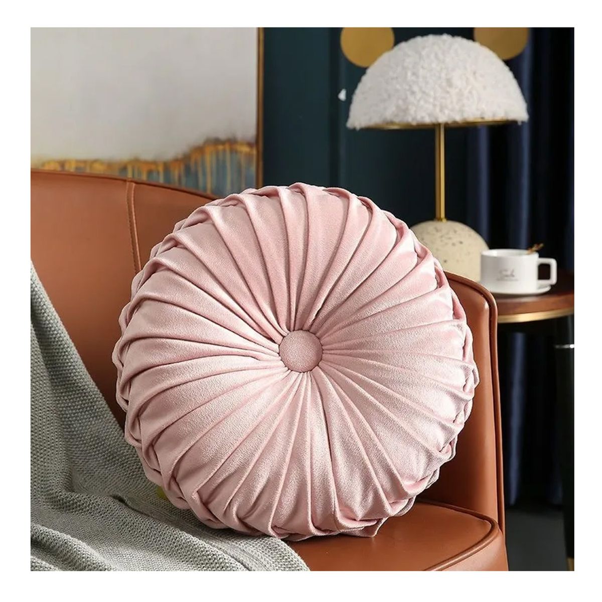 GENERICO - Cojín Velvet Redondo Diametro 38 Cm Rosado