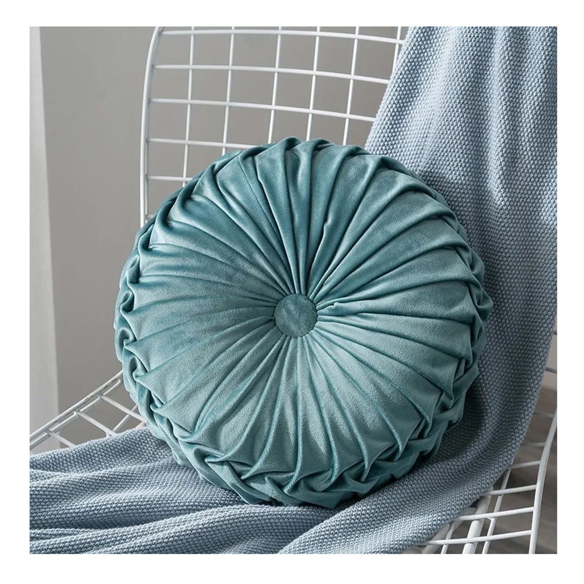 GENERICO - Cojín Velvet Redondo Diametro 38 Cm Turquesa