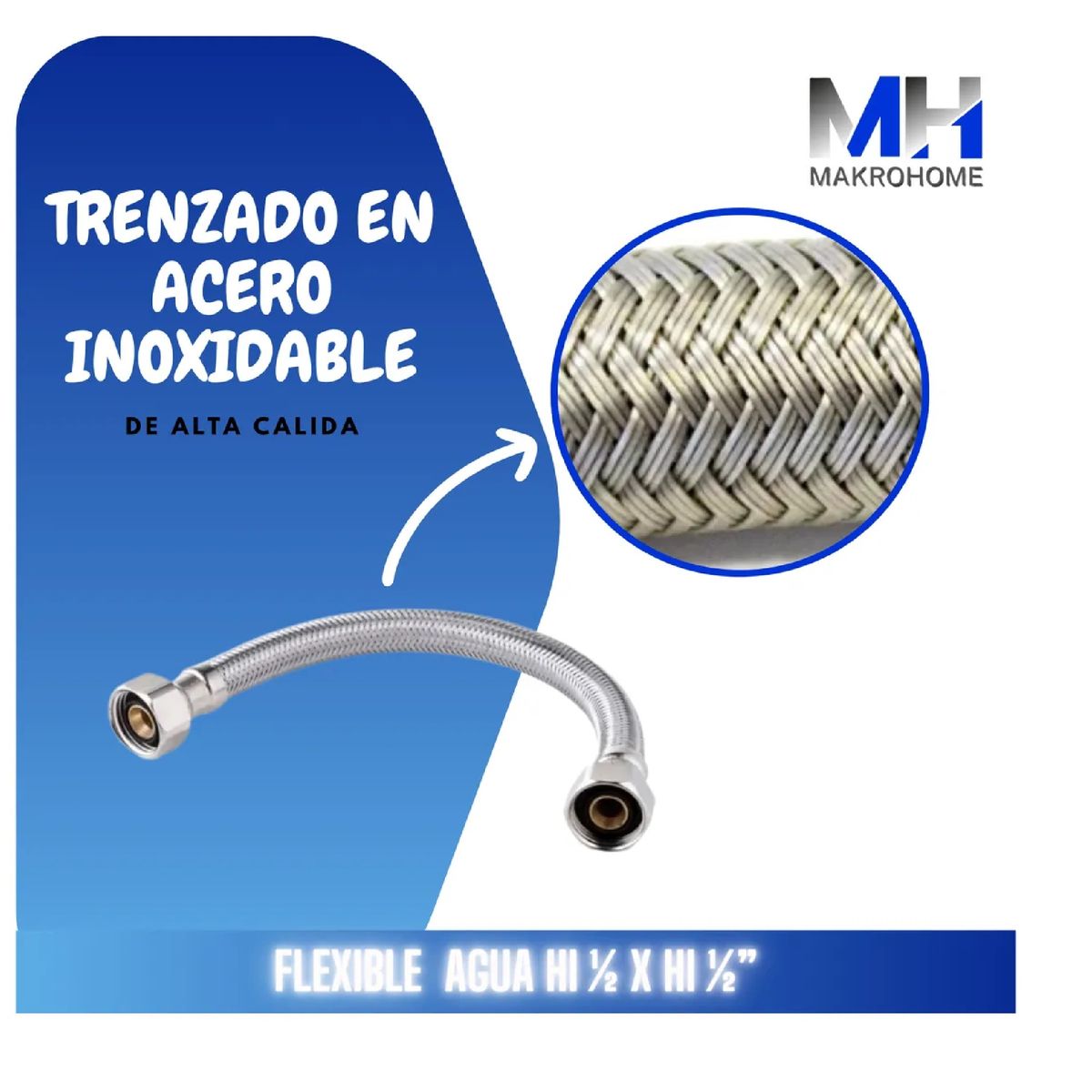 INOXCROM - Flexible Agua Media Hi-hi Inoxcrom Acero Inoxidable 40cm