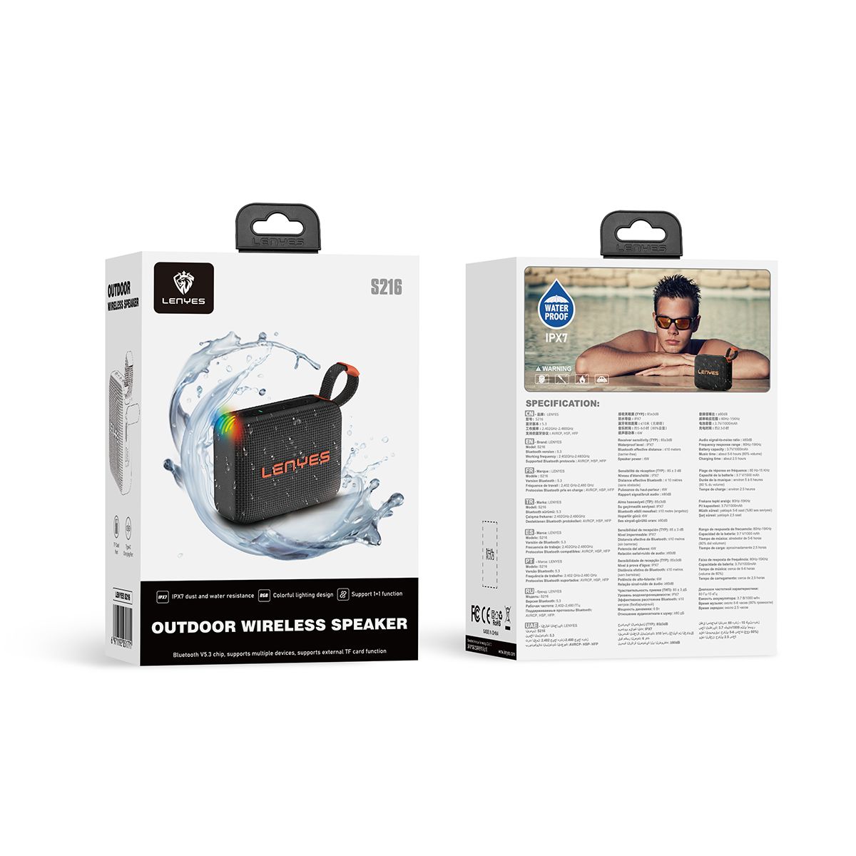 LENYES - Parlante Bluetooth Lenyes S216 Resistente al agua IPX7 6w