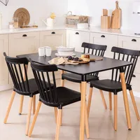 Comedor Mesa Rectangular Melamina 120 x 80 + 4 Sillas Windsor Negro