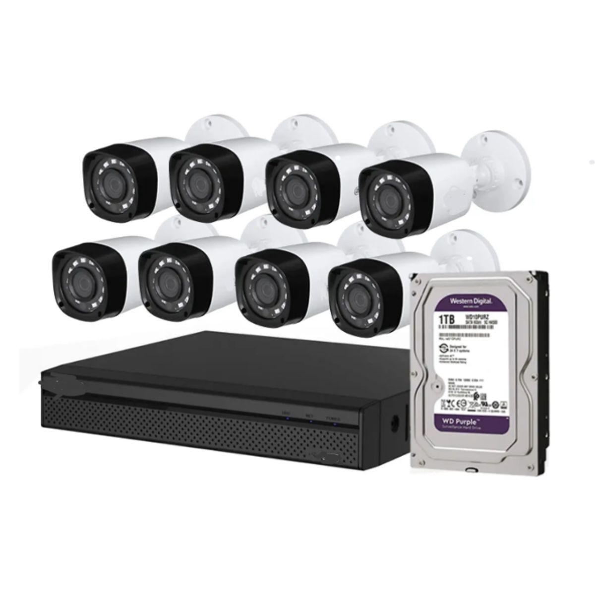 ARTIHOGAR - Kit Cctv 8 Cámaras Seguridad + Disco Duro 1 Terabyte Instalado en DVR HD 1080P