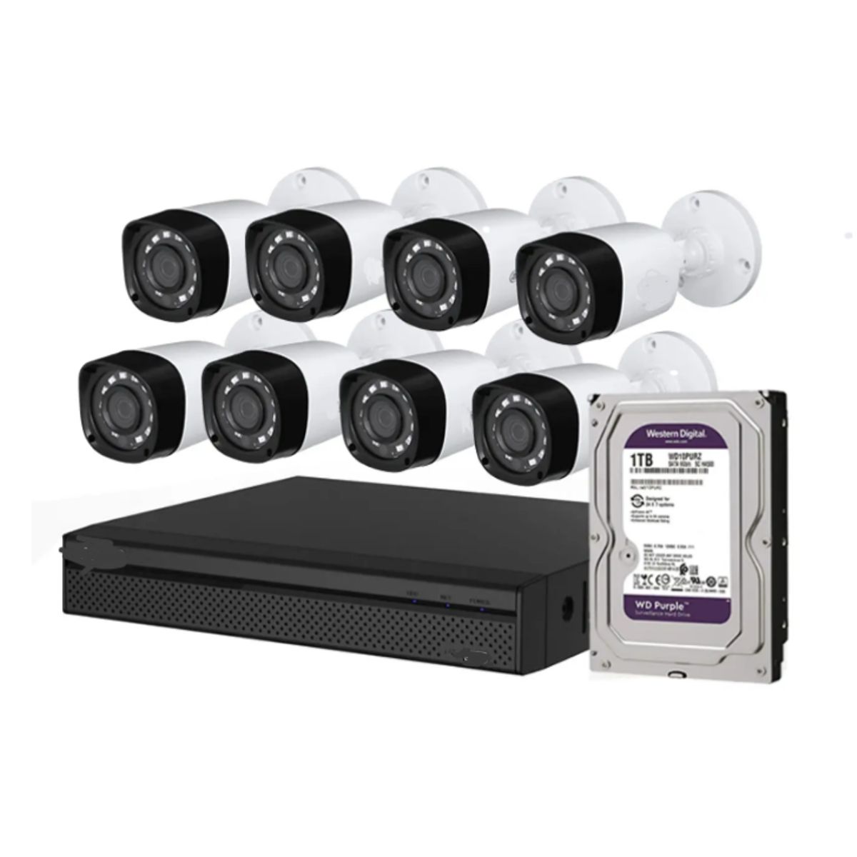 ARTIHOGAR - Kit Cctv 8 Cámaras Seguridad + Disco Duro 1 Terabyte Instalado en DVR HD 1080P