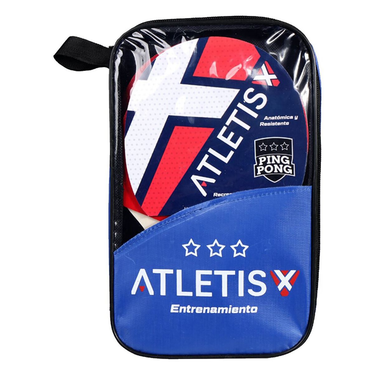 ATLETIS - Set 2 Paletas Y 3 Pelotas Ping Pong Training Negro