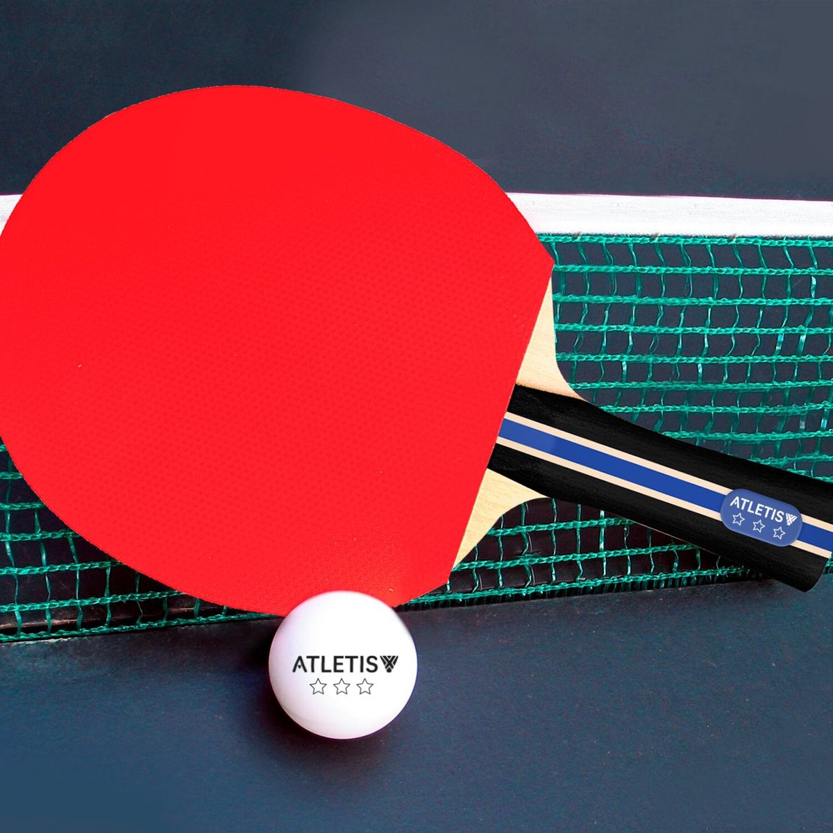 ATLETIS - Set 2 Paletas Y 3 Pelotas Ping Pong Training Negro