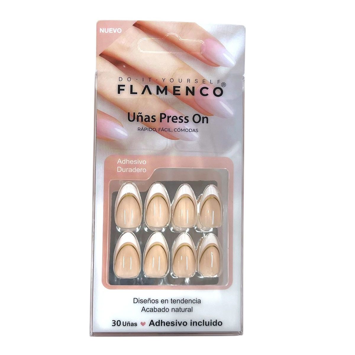 FLAMENCO - FLAMENCO UÑAS PRESS ON 30 UÑAS COLOR ROSA