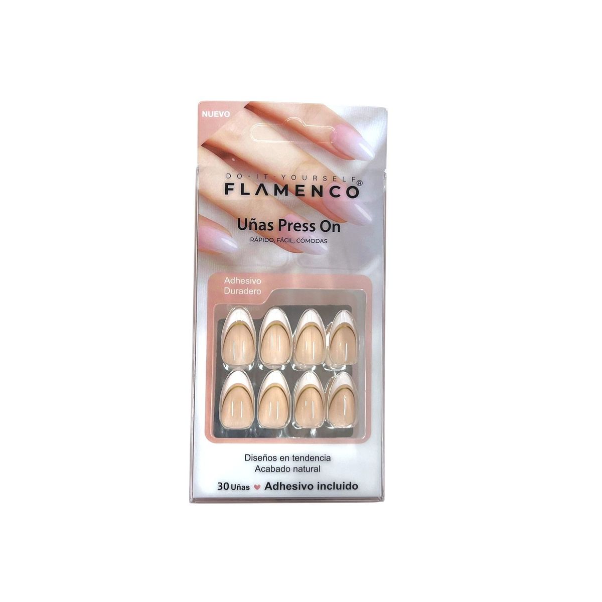 FLAMENCO - FLAMENCO UÑAS PRESS ON 30 UÑAS COLOR ROSA