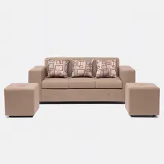 MEXX MUEBLES - Sofa Ginebra 3 Cuerpos Incluye Dos Puff