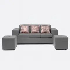 GENERICO - Sofa Ginebra 3 Cuerpos Incluye Dos Puff