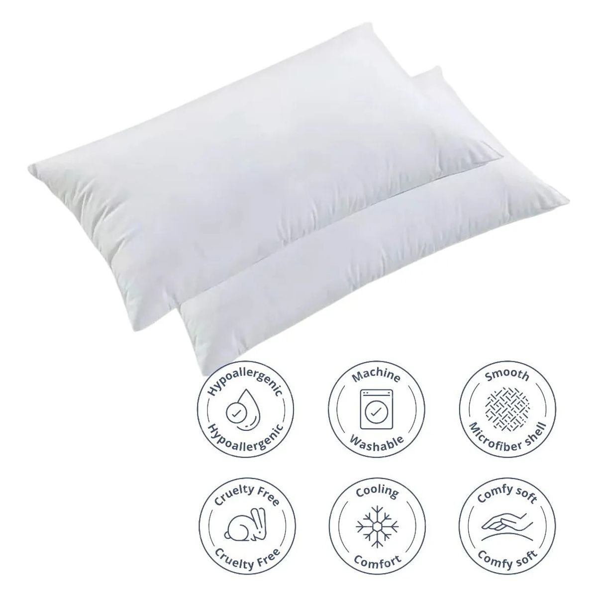 GENERICO - Pack 2 Almohadas De Cama Antialérgicas 50x70cm. Blanco