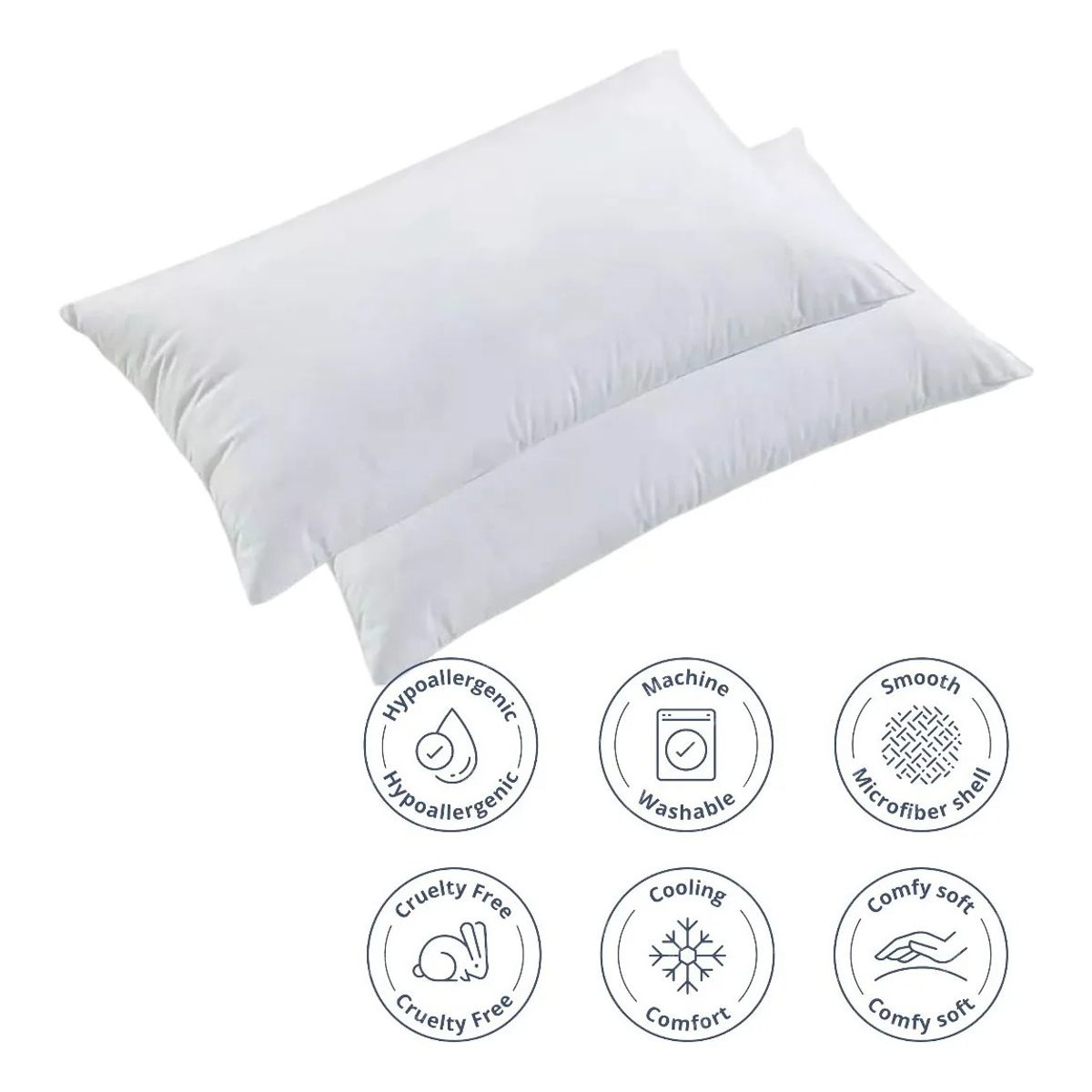 GENERICO - Pack 2 Almohadas De Cama Antialérgicas 50x70cm. Blanco
