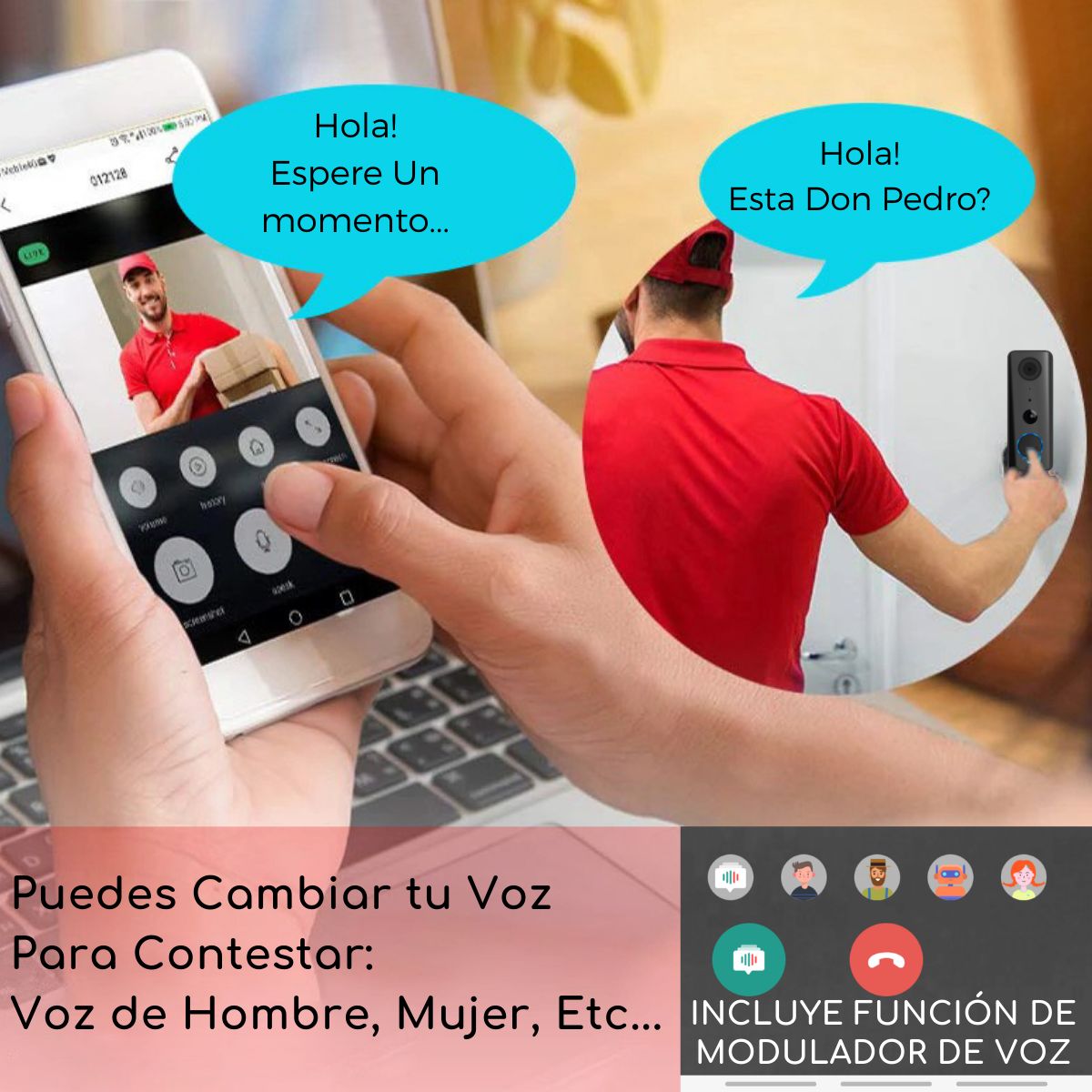 D MOTICA - Timbre Wifi Inteligente con cámara Full HD Audio y Detección de Movimiento