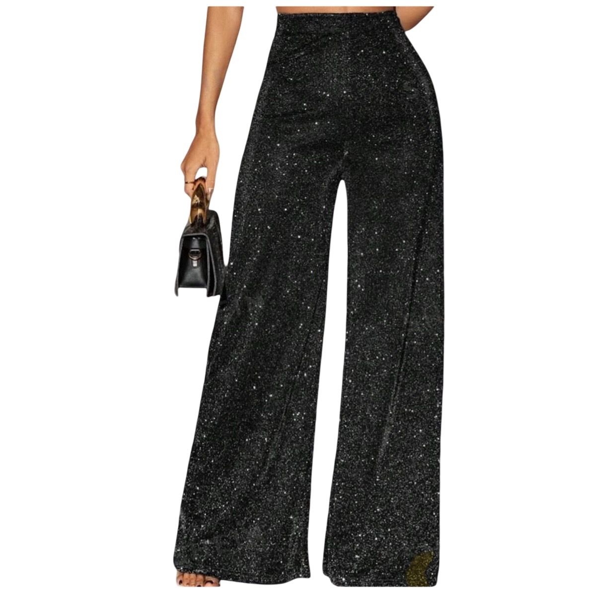 AAYO MODA - Pantalón Palazzo Elegante con Brillo para Mujer