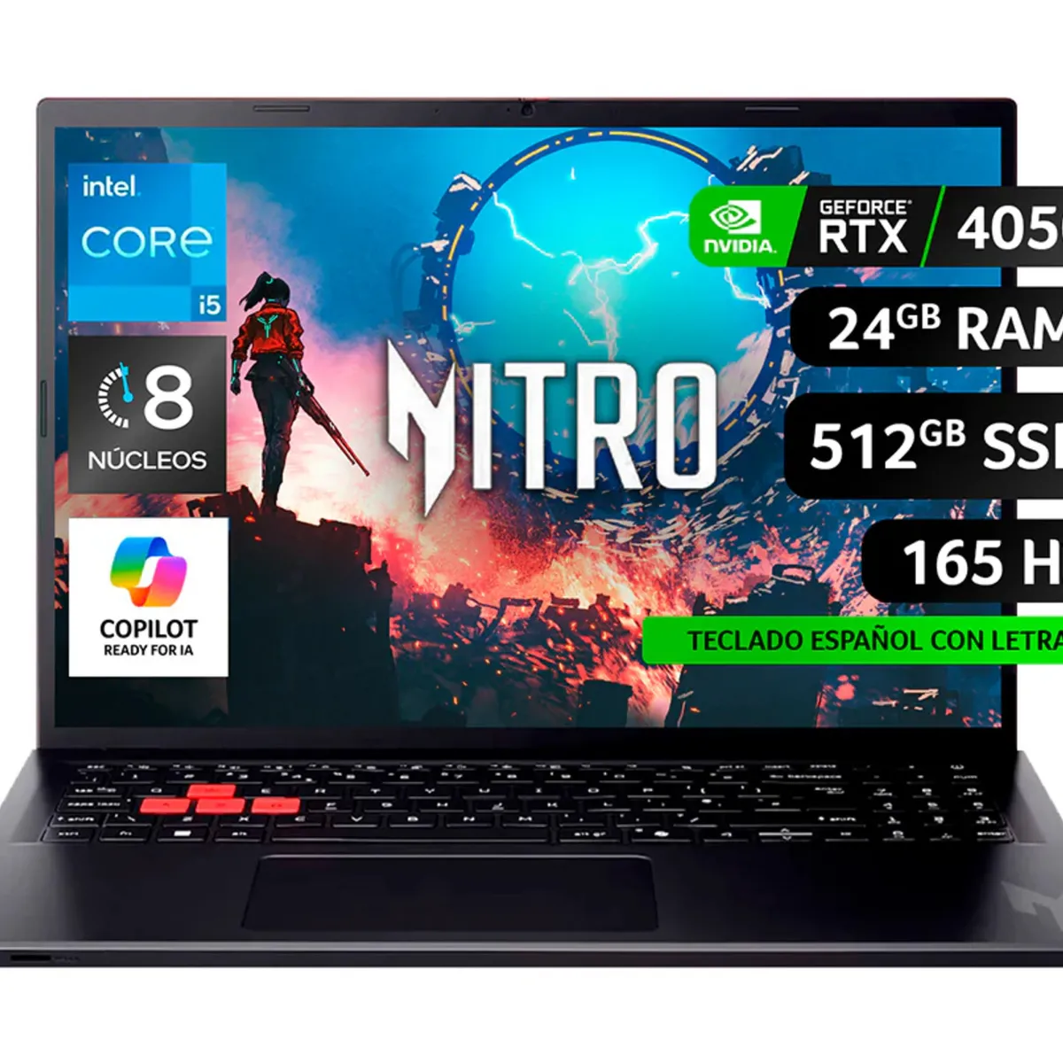 ACER - Notebook Gamer Acer NL16-71G-50GH-2 / IntelCorei5 /NVIDIA RTX 4050 / 24GB RAM /512GBSSD /16" a 165Hz