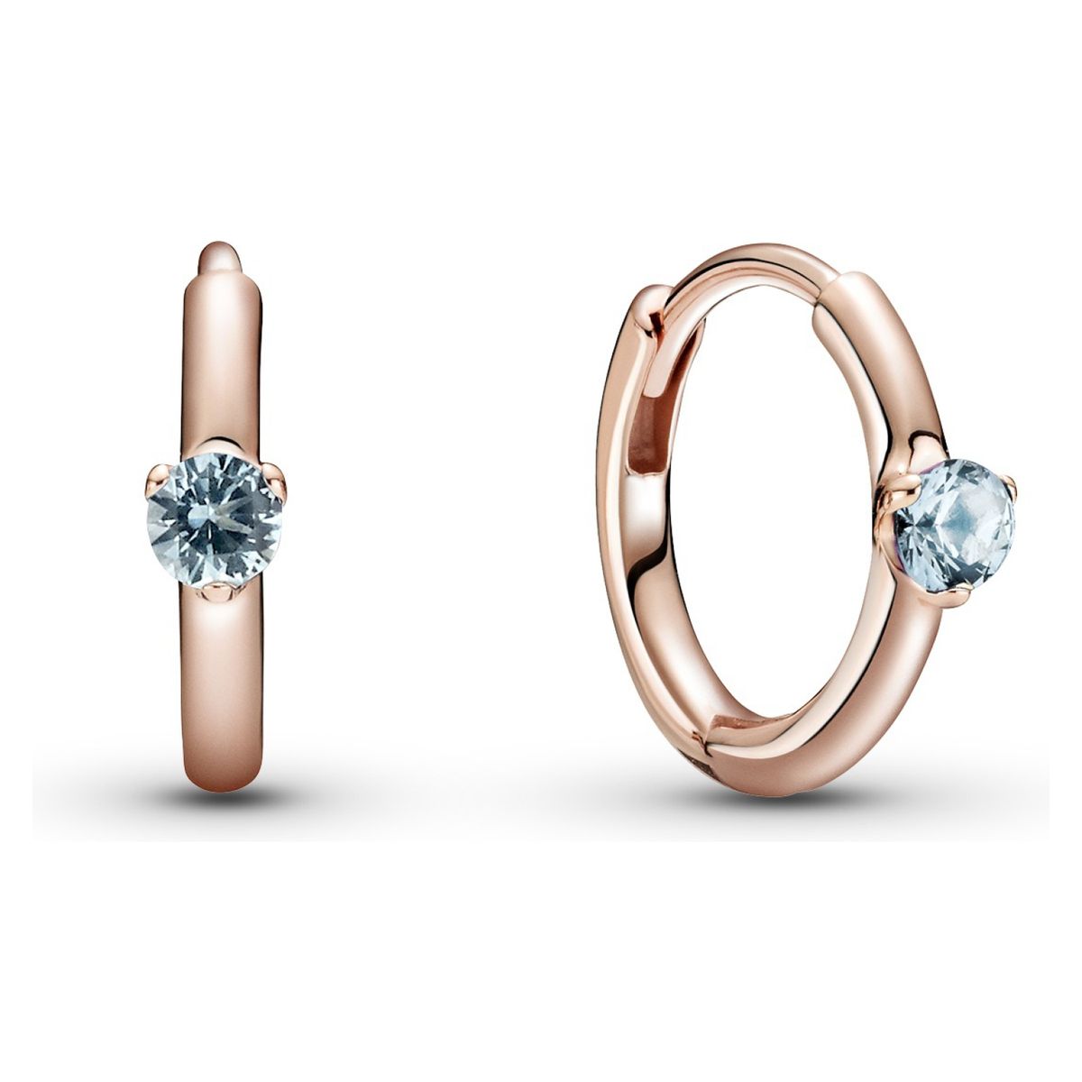 PANDORA - Aretes Aro Solitario Azul Claro Mujer Pandora