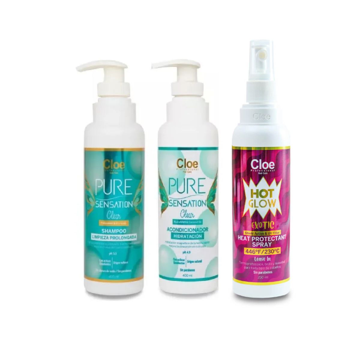 CLOE - Set Cloe Limpieza Pure Sensation Limpieza 400 ml + Termoprotector sunny