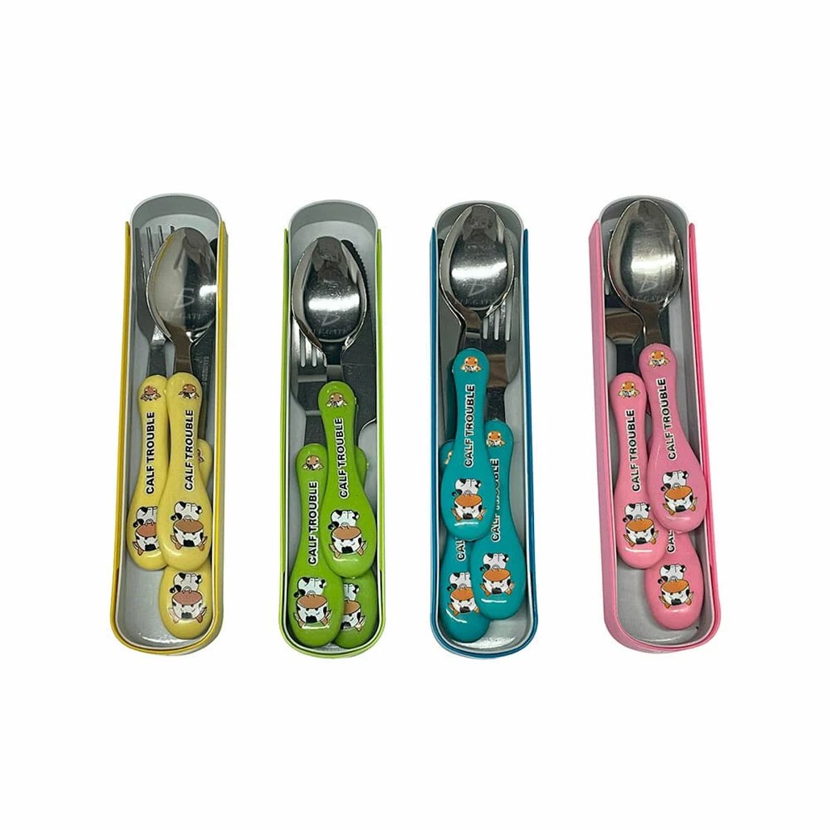 GENERICO - Set Cubiertos Portatiles Acero Estuche Alimentos Niño Niña